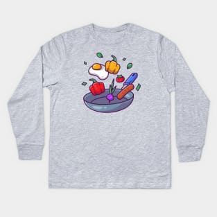 Cooking On Frying Pan Kids Long Sleeve T-Shirt